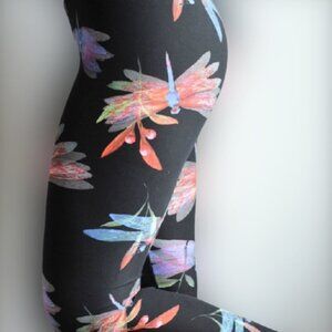 LEGGINGS DEPOT Multi Colored Dragonfly Print Full Length Leggings Size 12 NWT